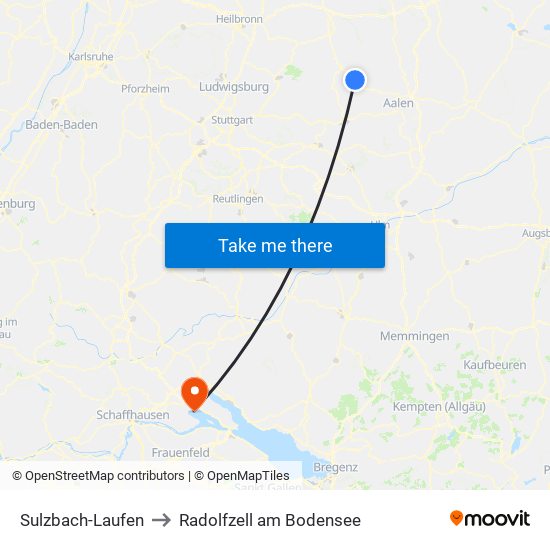 Sulzbach-Laufen to Radolfzell am Bodensee map