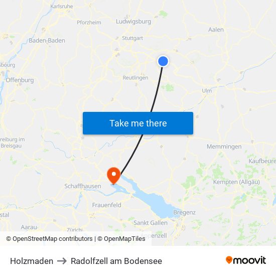 Holzmaden to Radolfzell am Bodensee map