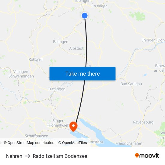 Nehren to Radolfzell am Bodensee map