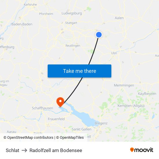 Schlat to Radolfzell am Bodensee map