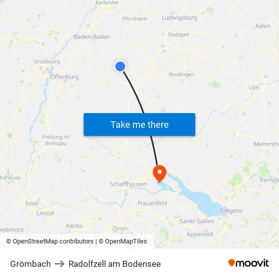 Grömbach to Radolfzell am Bodensee map