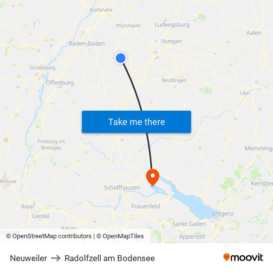 Neuweiler to Radolfzell am Bodensee map