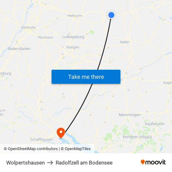 Wolpertshausen to Radolfzell am Bodensee map