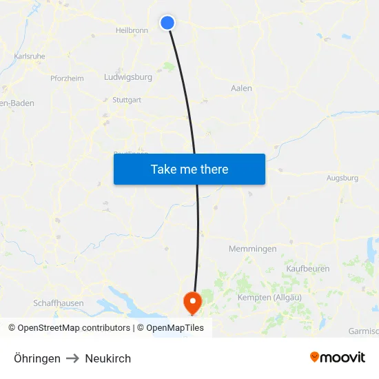 Öhringen to Neukirch map