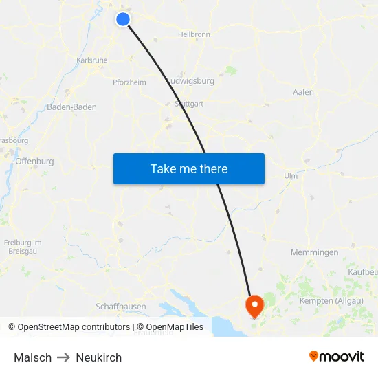 Malsch to Neukirch map