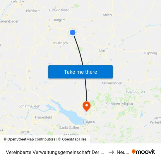 Vereinbarte Verwaltungsgemeinschaft Der Stadt Kirchheim Unter Teck to Neukirch map