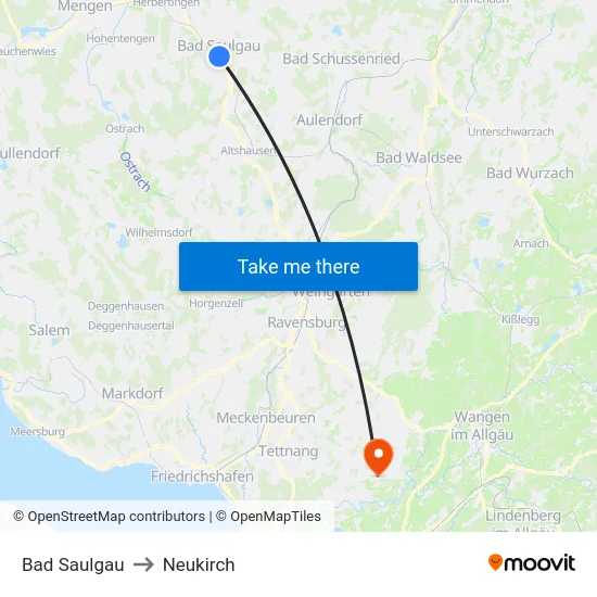 Bad Saulgau to Neukirch map