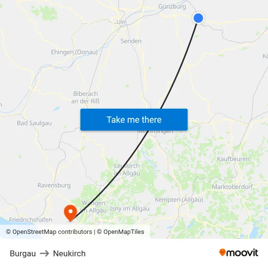 Burgau to Neukirch map