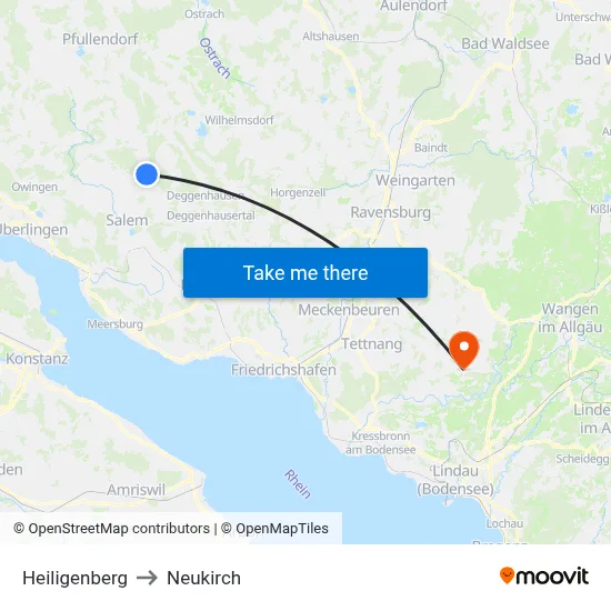Heiligenberg to Neukirch map