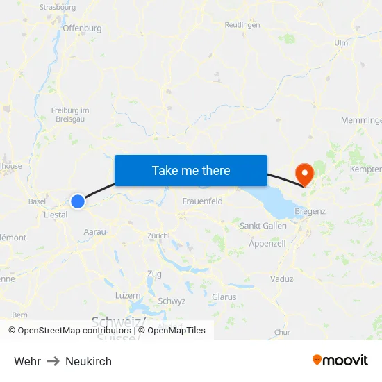 Wehr to Neukirch map