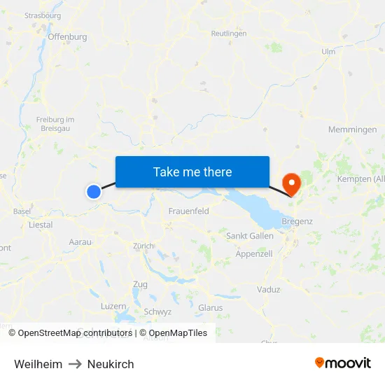 Weilheim to Neukirch map