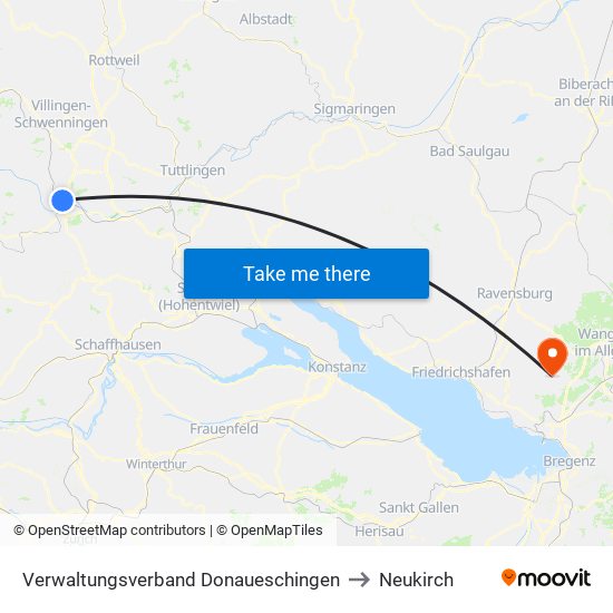 Verwaltungsverband Donaueschingen to Neukirch map