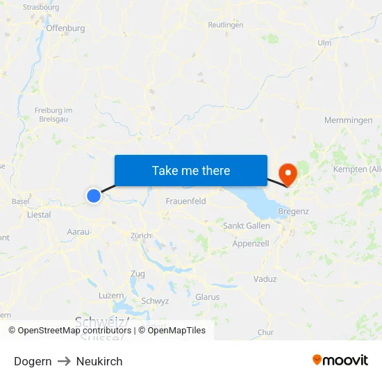 Dogern to Neukirch map