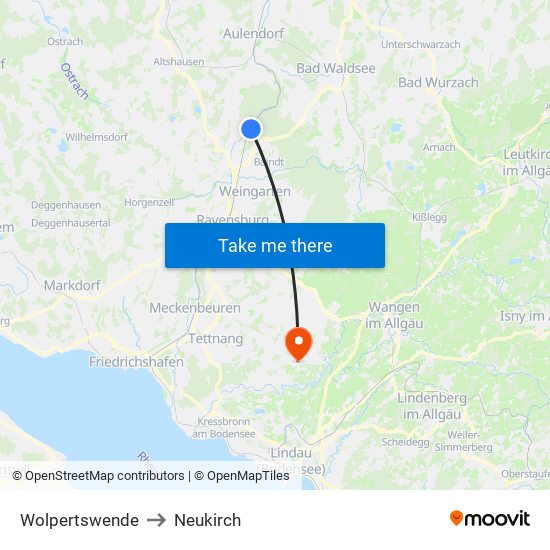 Wolpertswende to Neukirch map