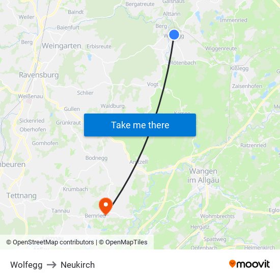Wolfegg to Neukirch map