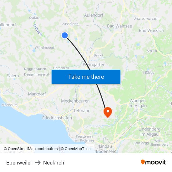 Ebenweiler to Neukirch map