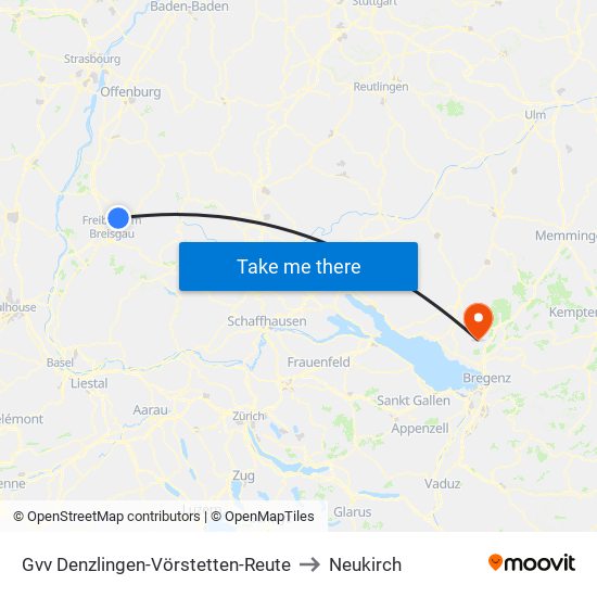 Gvv Denzlingen-Vörstetten-Reute to Neukirch map