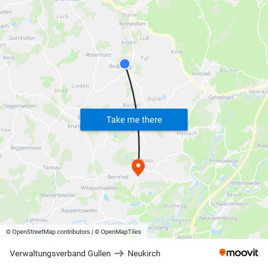 Verwaltungsverband Gullen to Neukirch map