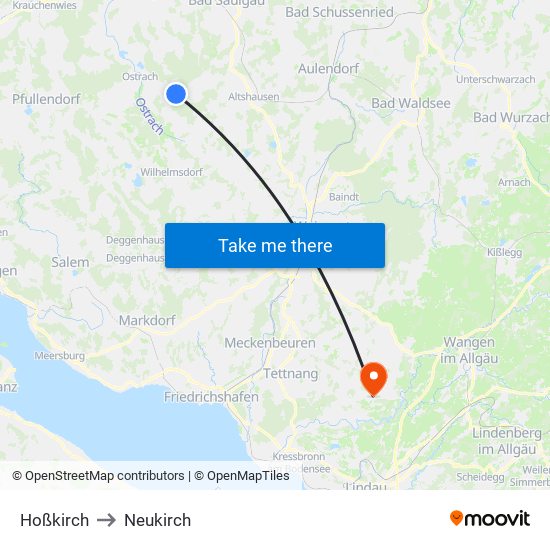 Hoßkirch to Neukirch map