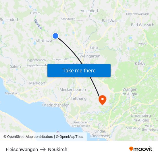 Fleischwangen to Neukirch map