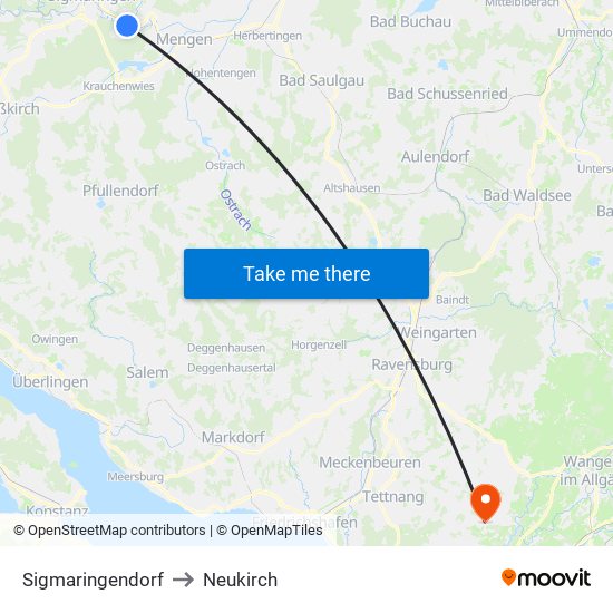 Sigmaringendorf to Neukirch map