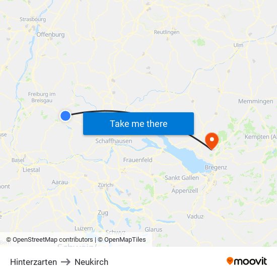 Hinterzarten to Neukirch map