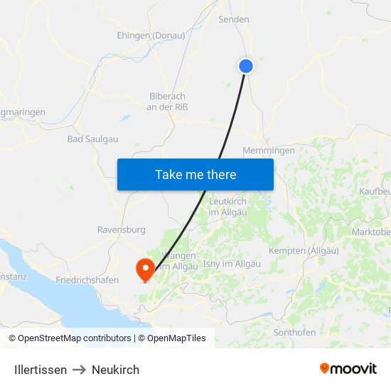 Illertissen to Neukirch map