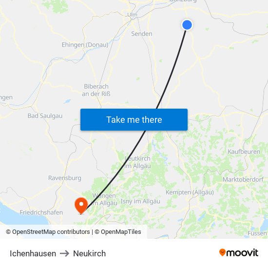 Ichenhausen to Neukirch map