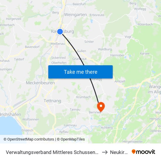 Verwaltungsverband Mittleres Schussental to Neukirch map