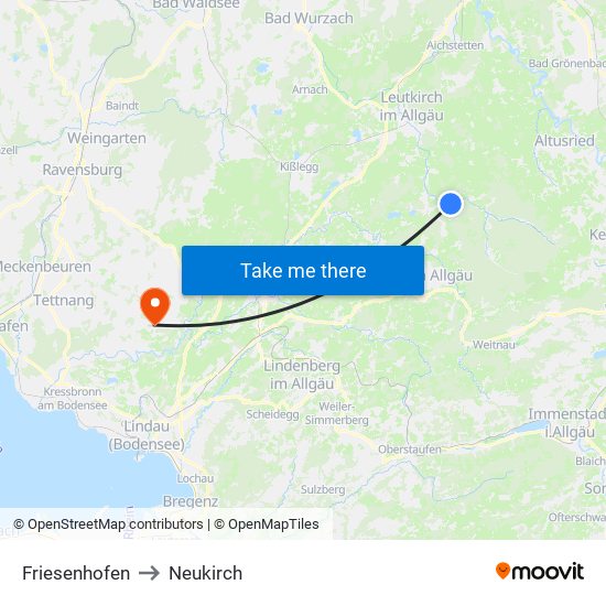 Friesenhofen to Neukirch map