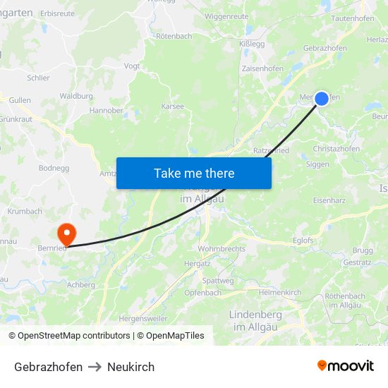 Gebrazhofen to Neukirch map