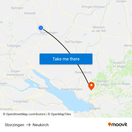 Storzingen to Neukirch map