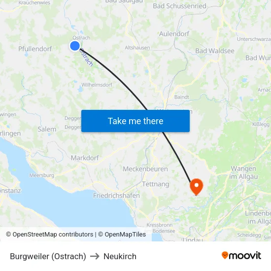 Burgweiler (Ostrach) to Neukirch map