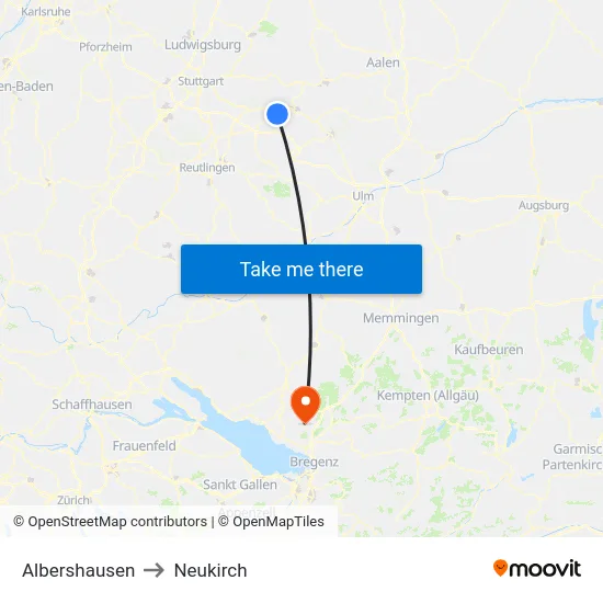 Albershausen to Neukirch map