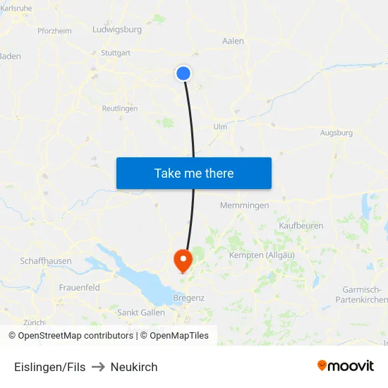 Eislingen/Fils to Neukirch map