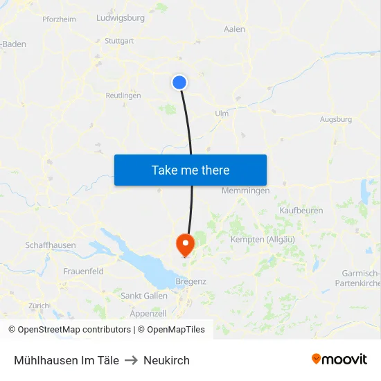 Mühlhausen Im Täle to Neukirch map