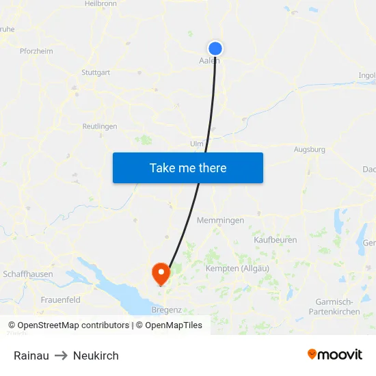 Rainau to Neukirch map