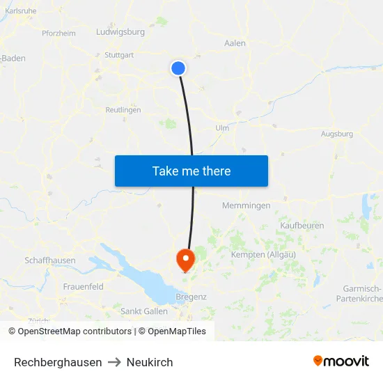 Rechberghausen to Neukirch map