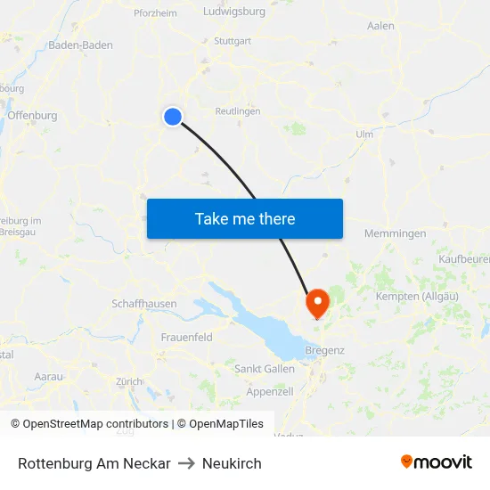 Rottenburg Am Neckar to Neukirch map