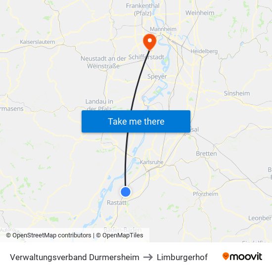 Verwaltungsverband Durmersheim to Limburgerhof map