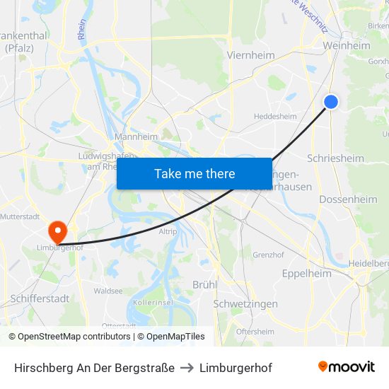 Hirschberg An Der Bergstraße to Limburgerhof map