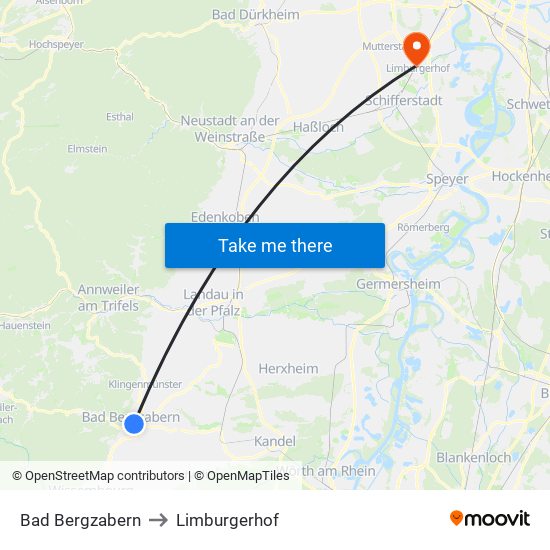 Bad Bergzabern to Limburgerhof map