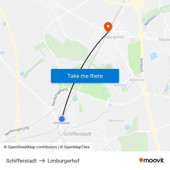 Schifferstadt to Limburgerhof map