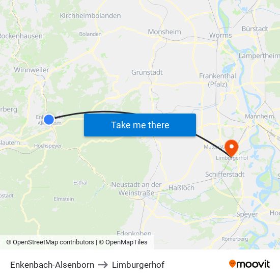 Enkenbach-Alsenborn to Limburgerhof map