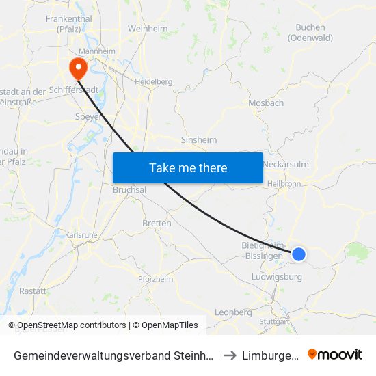Gemeindeverwaltungsverband Steinheim-Murr to Limburgerhof map