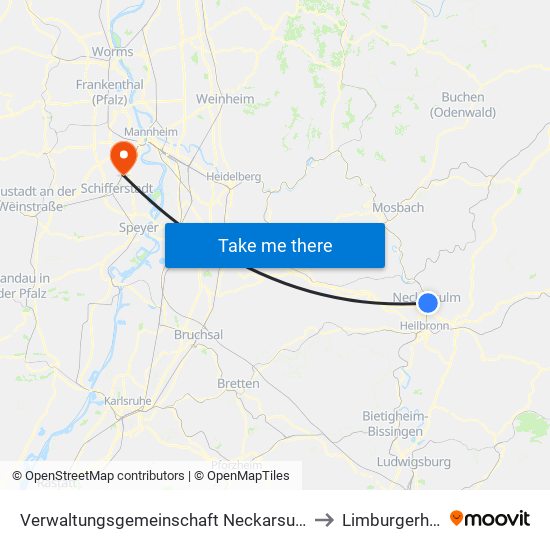 Verwaltungsgemeinschaft Neckarsulm to Limburgerhof map