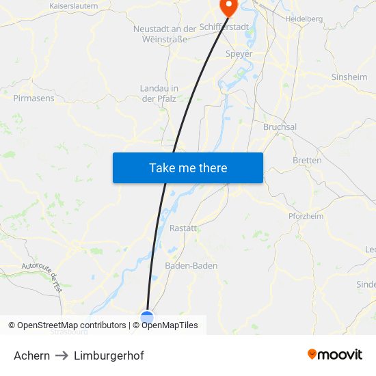 Achern to Limburgerhof map