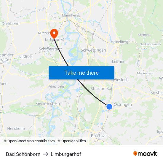 Bad Schönborn to Limburgerhof map