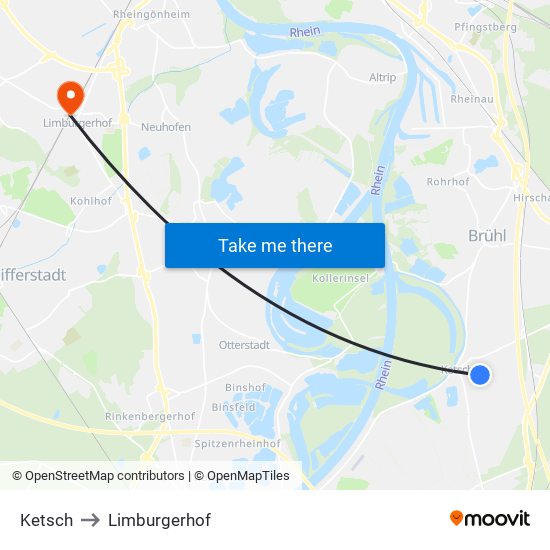 Ketsch to Limburgerhof map