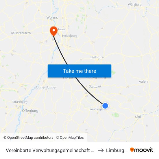 Vereinbarte Verwaltungsgemeinschaft Der Stadt Neuffen to Limburgerhof map